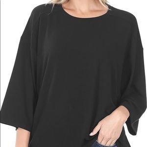 Zenana Boxy Drop Shoulder Hi-Low Top Size Medium